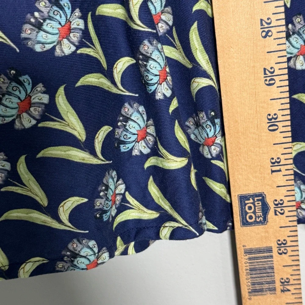Entro Floral Mini Dress Women‎ Size S Navy Blue Sleeveless Cotton Ruffle Hem